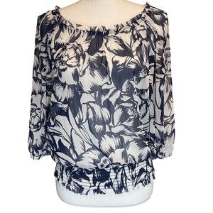 INC International Concepts Sheer Floral Peasant Blouse.  Size S.